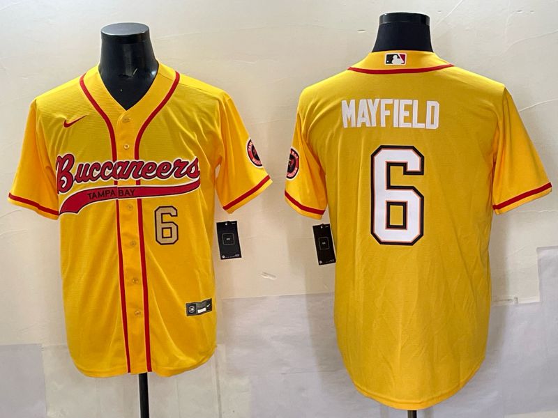 Men 2025 Tampa Bay Buccaneers #6 Mayfield Yellow Joint Name Nike Limited NFL Jersey style 04